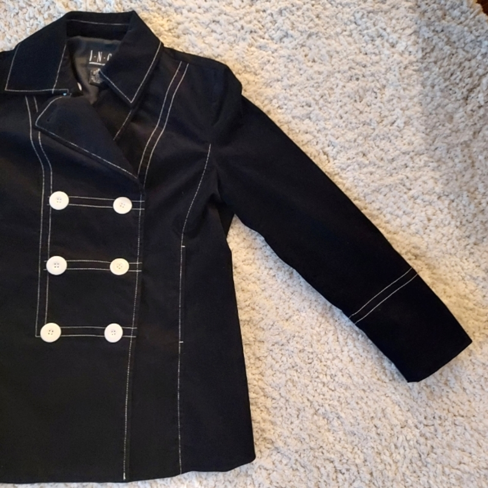 Black Pea Coat, International Concepts, Medium